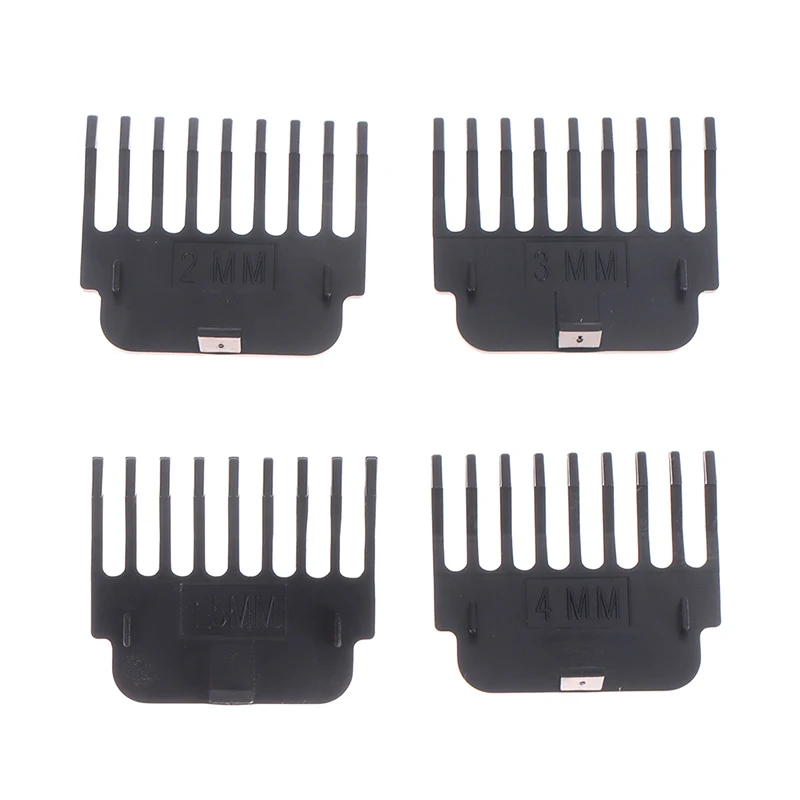 4 Stück Haarschneidemaschinen-Schutz, Haarschnitt-Einsteller – 1,5 mm / 2 mm / 3 mm / 4 mm, abnehmbare Begrenzer-Aufsätze für elektrische Haarschneider