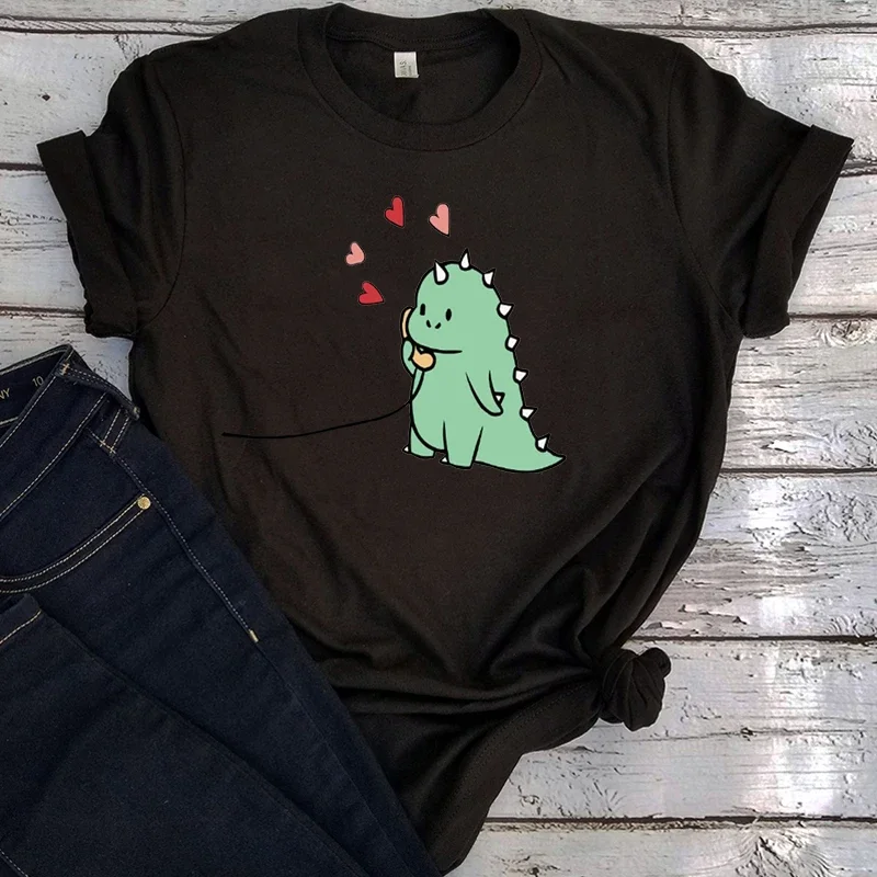 Kawaii Dinosaur Couple Shirt Cute Dinosaur Matching T-Shirts Gift for Her Matching Tee for Lovers Valentine Days Top m