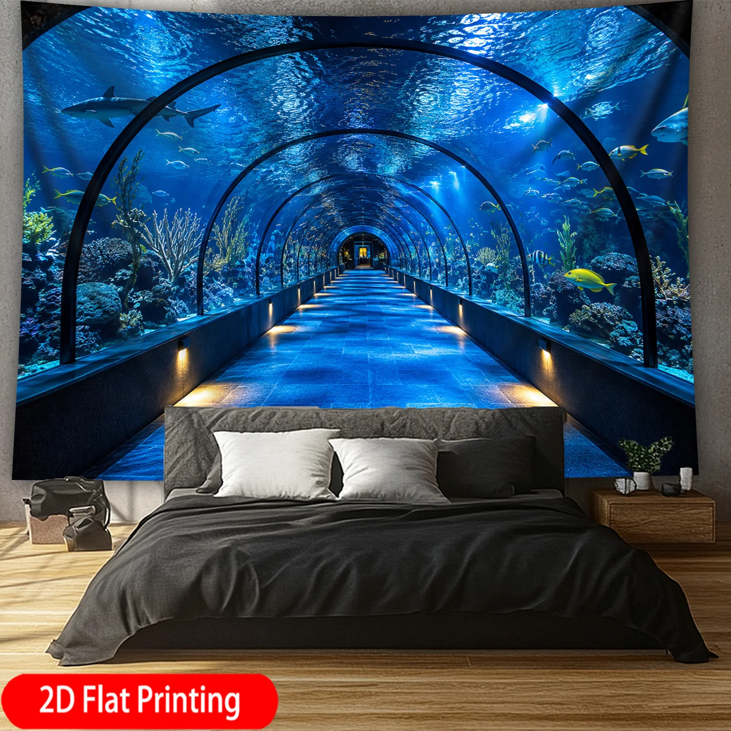 Ocean Tunnel Tapestry Wall Han - Ocean Aquarium 评论和价格
