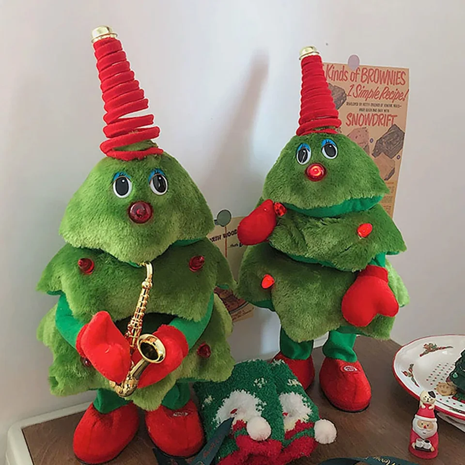 Christmas Tree That Can Dance And Sing Electric Plush Funny Toys Electric Blowing Saxophone Santa Dancing Xmas Gifts For Kids