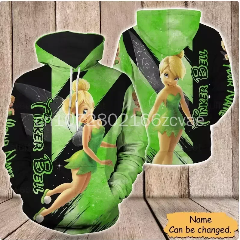 New Disney T-shirt Beauty Tinker Bell Peter Pan 3D Print T-shirt Hoodie 3D Women Hoodie