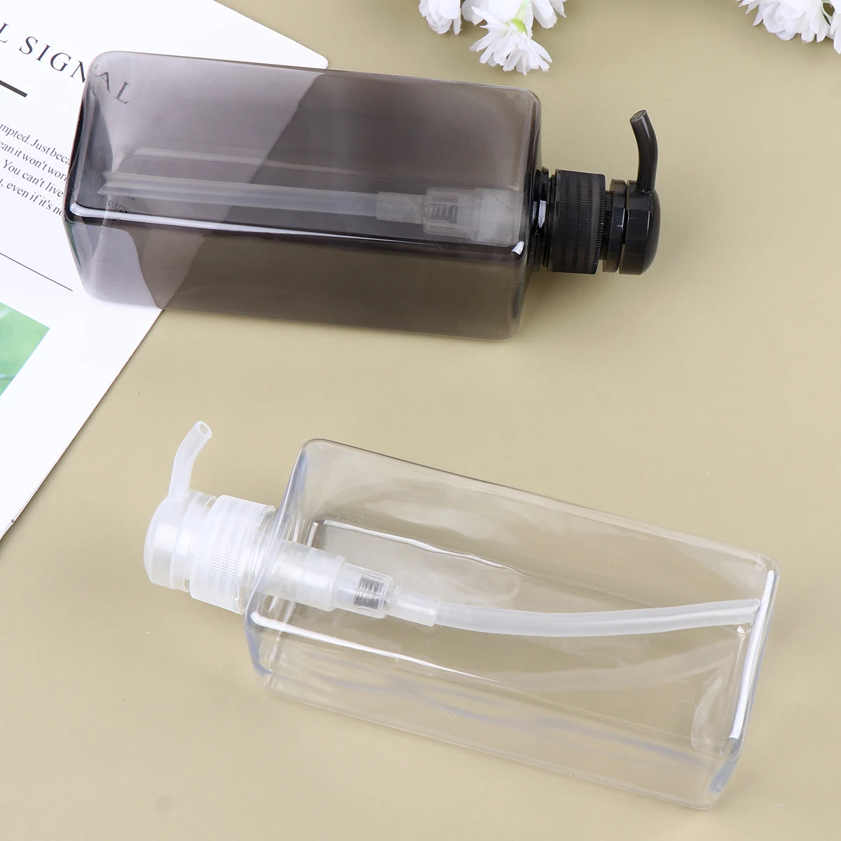

2 pcs Large Capacity Plastic Pump Bottles Refillable Travel Size Shampoo Containers Toiletries Storage Dispenser Bathroom Home