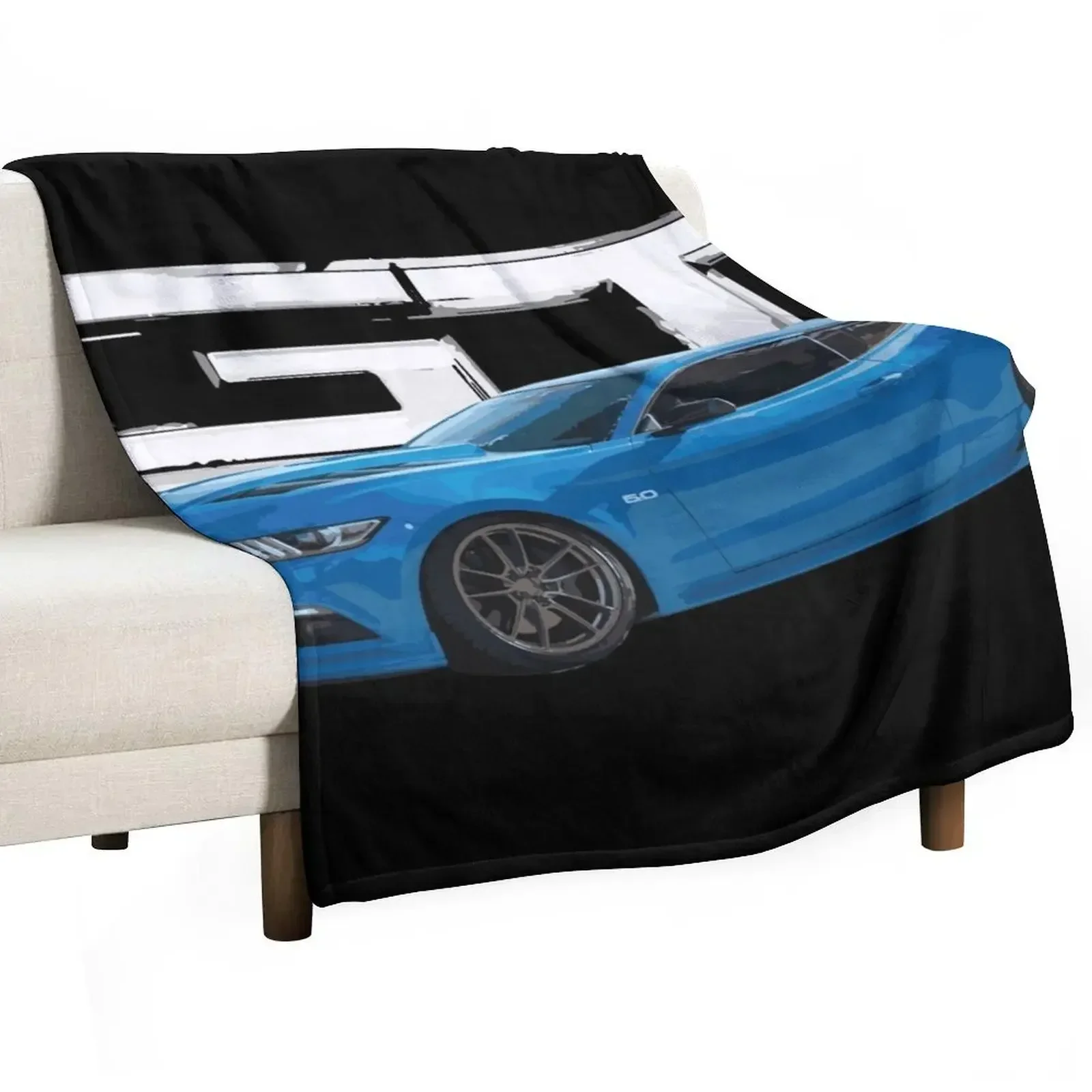 

s550 Grabber Blue Mustang GT 5.0L V8 usa Throw Blanket For Sofa Thin Quilt Blankets