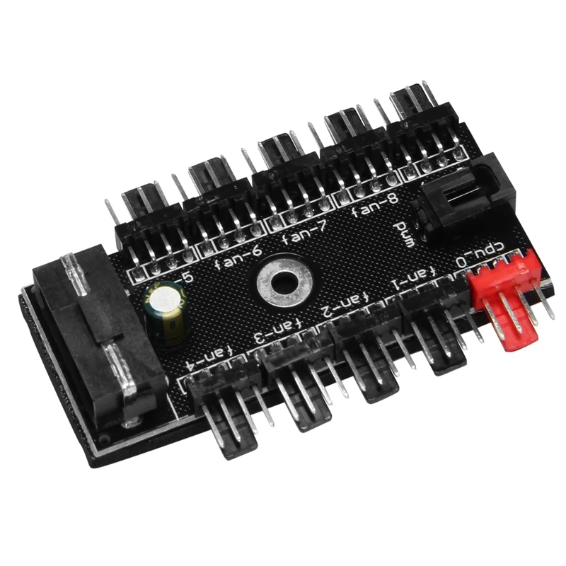 10 Port PC Chassis Fan Hub CPU Cooling HUB 12V 4 Pin Fan PWM Hub Molex Controller
