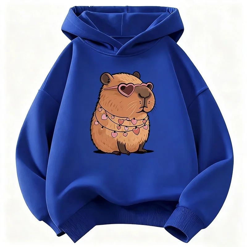 Capybara Hoodie, süß, Kawaii, Herz, Liebe, Kinder, Cartoon, Sonnenbrille, ästhetisch, Oversized, lässig, Sport-Sweatshirts – Detail 4