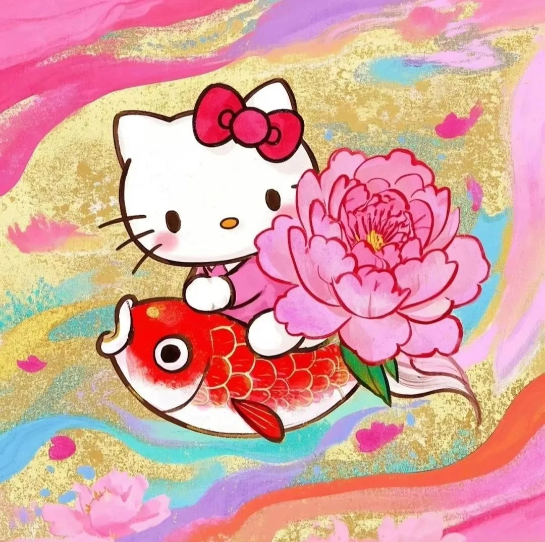 Jigsaw Puzzle 500PCS/1024 PCS Cartoon Cat Koi Peony Gallery Golden Texture Colorful Ink Wash DIY Handwork Decor Present