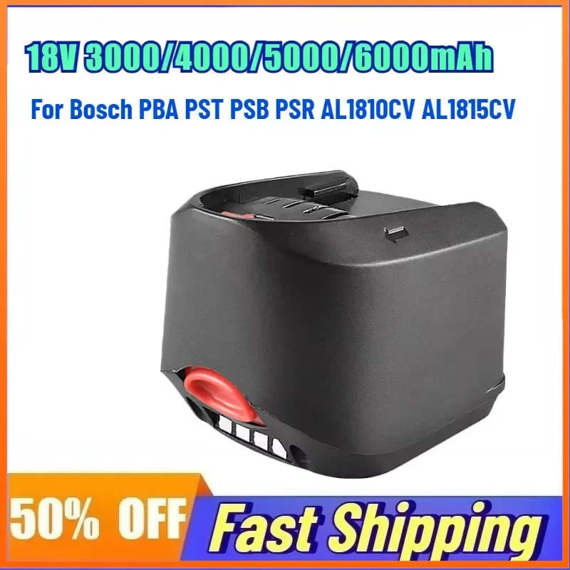 

18V 6000mAh Lithium Rechargeable Battery For Bosch PBA PST PSB PSR AL1810CV AL1815CV Home & Garden Power Tools