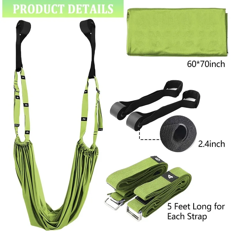 Adjustable Aerial Yoga Hammock Pilates Home Dance Equipment, Door-Mounted No Installation Needed Fitness Stretching Swing
