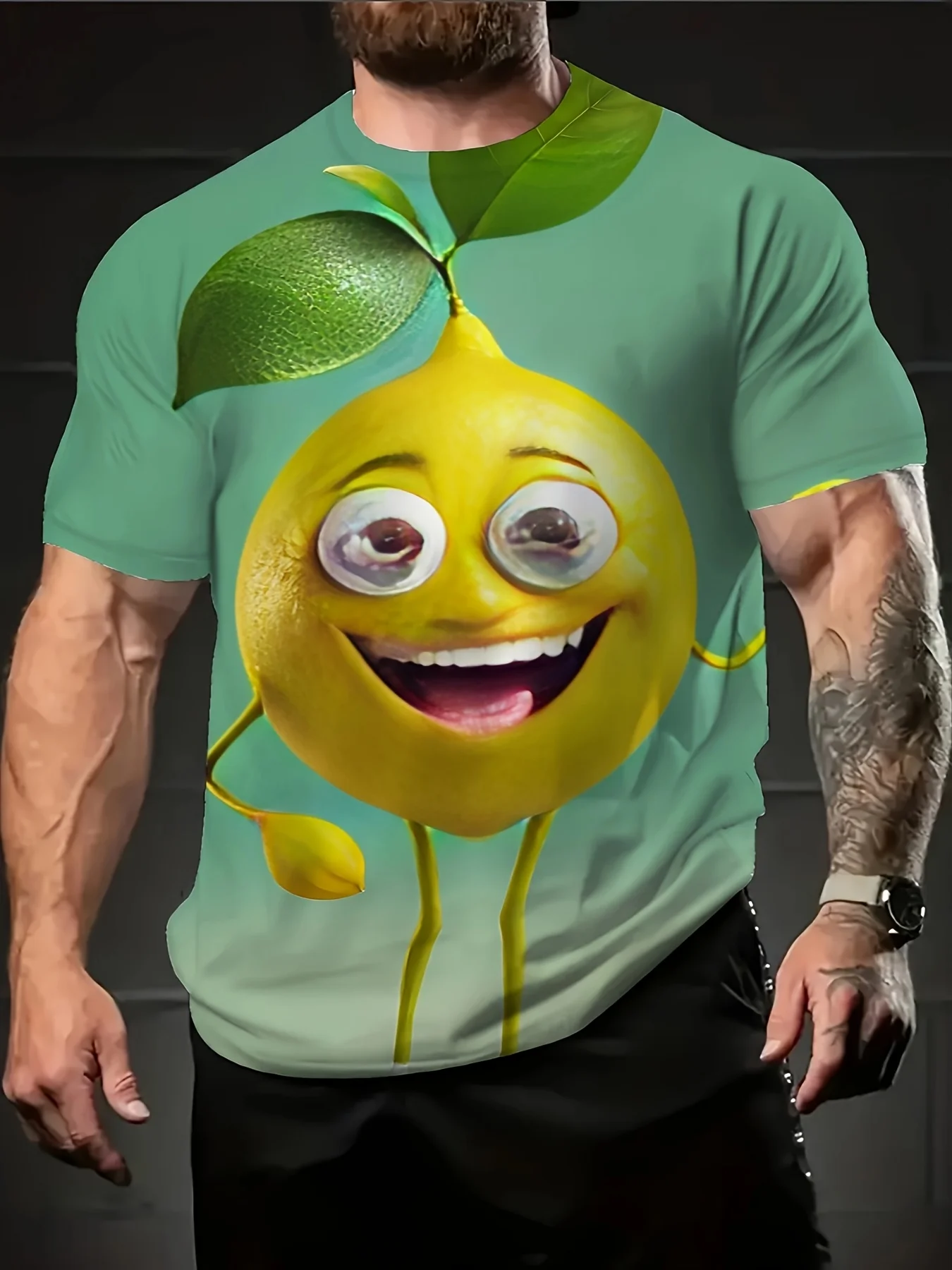 

Men's Big & Tall Casual T-Shirt Streetwear Tee with Vibrant Lemon Graphic Print Men's T-shirts Breathable Oversized Shirt Tees