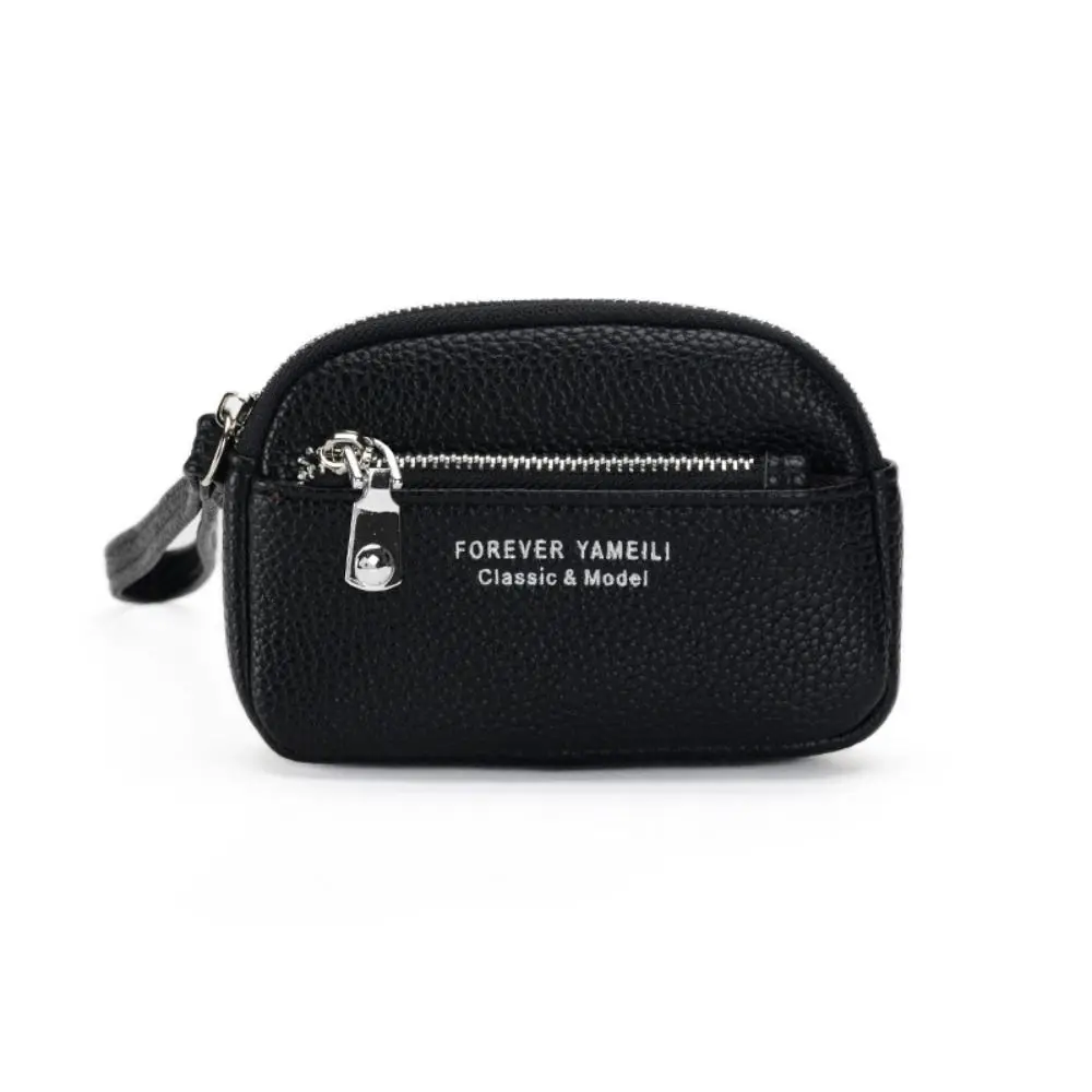 Solid Color Leather Coin Purse Lanyard Cards Keys Soft Leather Wallet Lipstick Earphone Multi-function Mini Clutch Bag Men Women