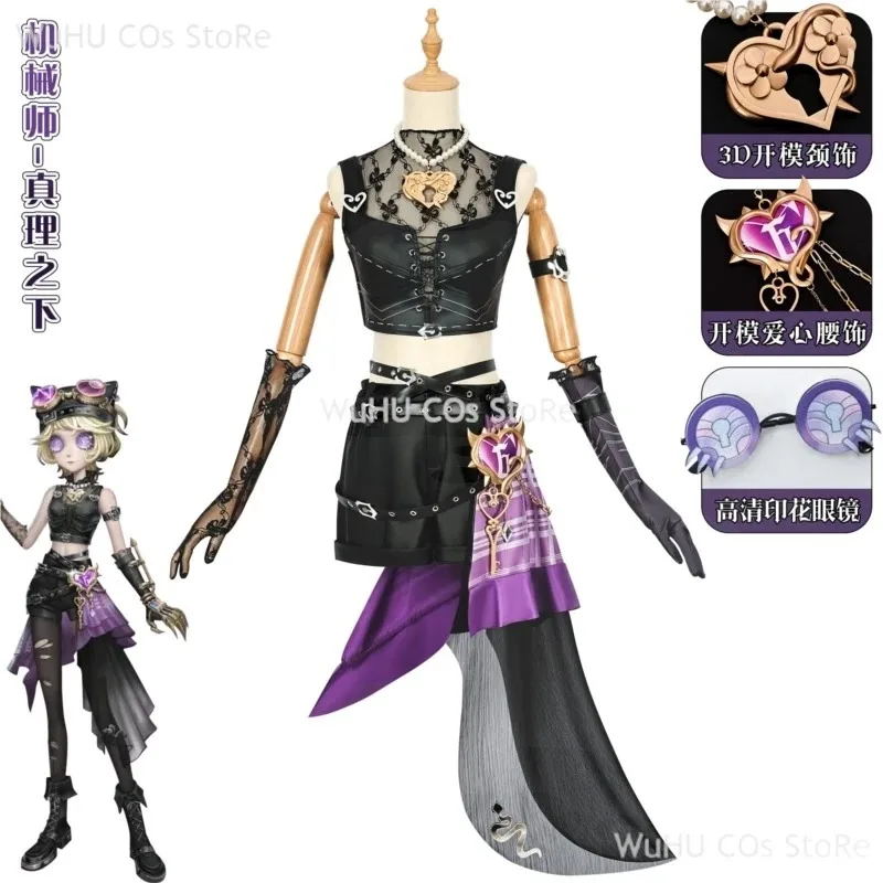 

a7d@Lock Core Cosplay Costume Game Identity V Mechanic Wig Tracy Reznik Suit Glove Glasses Hat Props Women Halloween Party Seta7