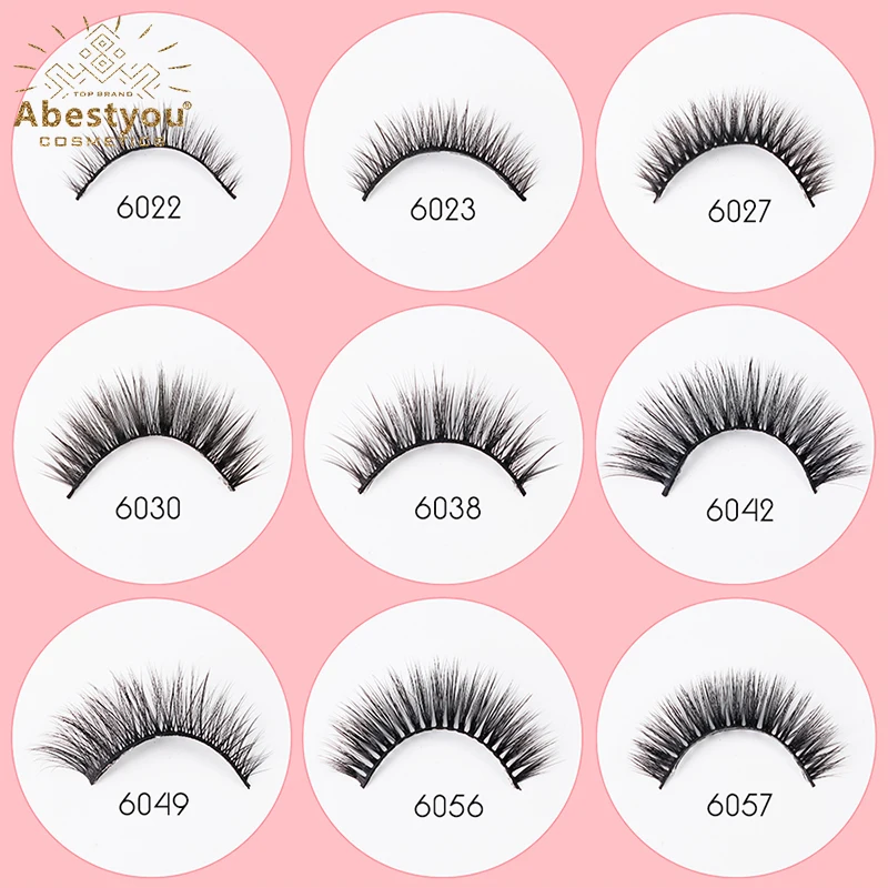 Abestyou-Extensão dos Cílios Postiços, 3D Curto Wispy, Banda Fina, Suave, Estilo Natural, Faux Cils, Novo, 10 Pares