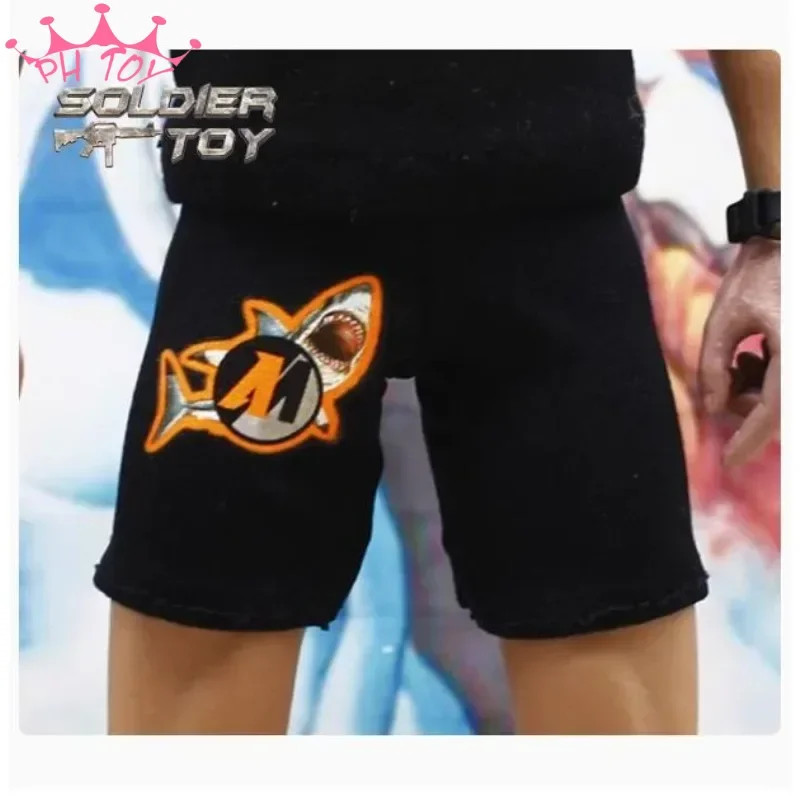 1/6 Scale Fashion Male Soldier Printed Shorts Black Sportswear Short Pants Tousers Model for 12'' Action Figures Doll DIY