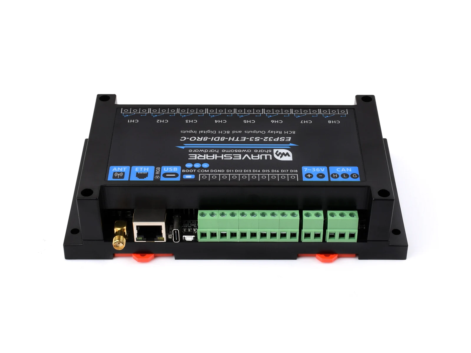 Industrial 8-Channel ESP32-S3 WiFi Relay Module, Onboard Isolated CAN Interface, Multiple Isolation Protection Circuits 32-bit