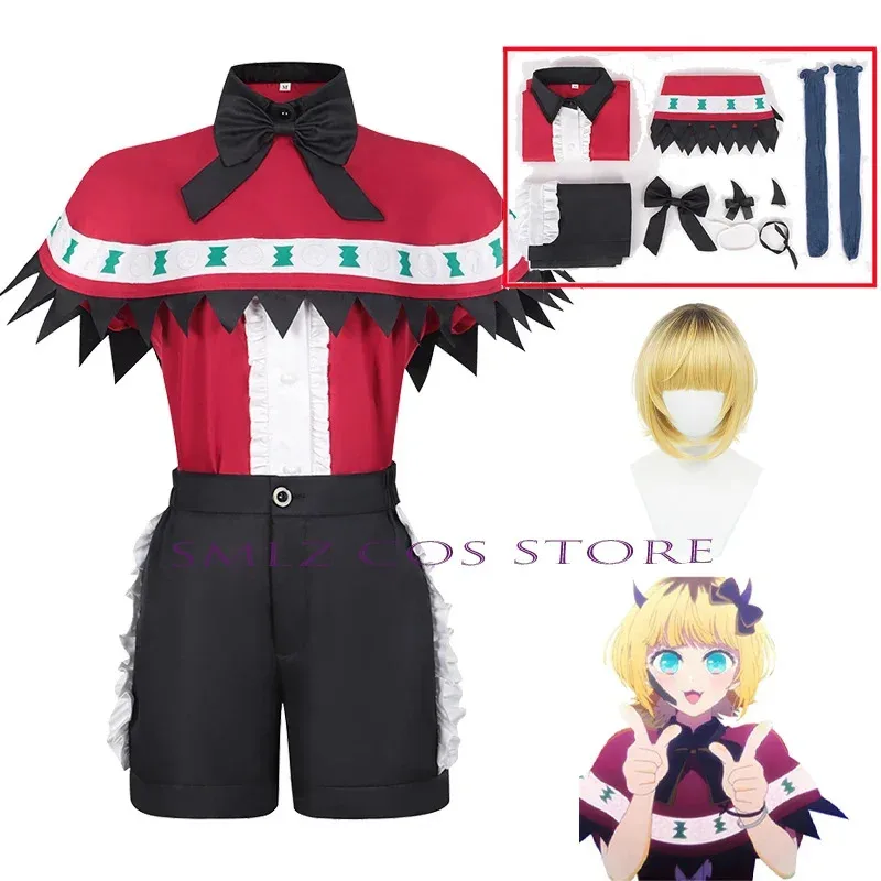 Qq 123Cosplay Anime Oshi No Ko MEM Kostum Wig Seragam Panggung Bernyanyi Celana Pendek Selendang Setelan Memu Cho Cosplay Pesta Halloween