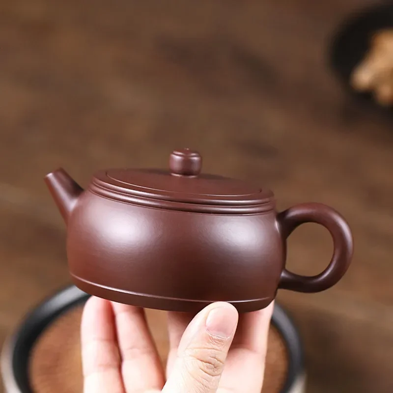 210ml Chinese Yixing Raw Ore Zhu Mud Tea Pot Ball Hole Filtration Kettle Handmade Purple Clay Teapots Zisha Teaware Supplies