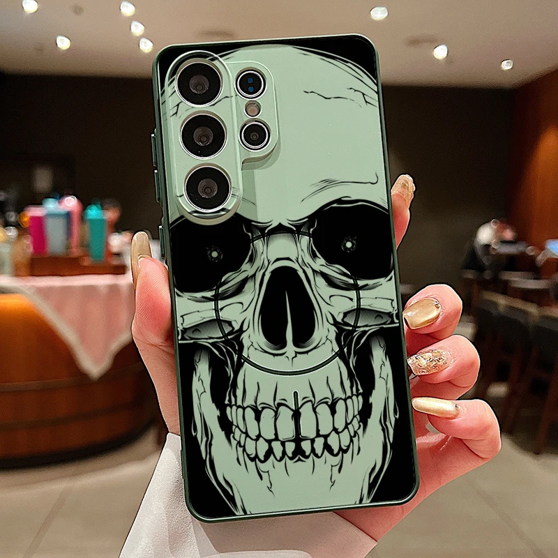 Magnetische Handyhülle mit menschlichem Schädel-Print für Samsung Galaxy S26 S25 Ultra S24 S23 FE A17 A57 A56 A37 A16 A35 A55 A15 A36 A25 Cover