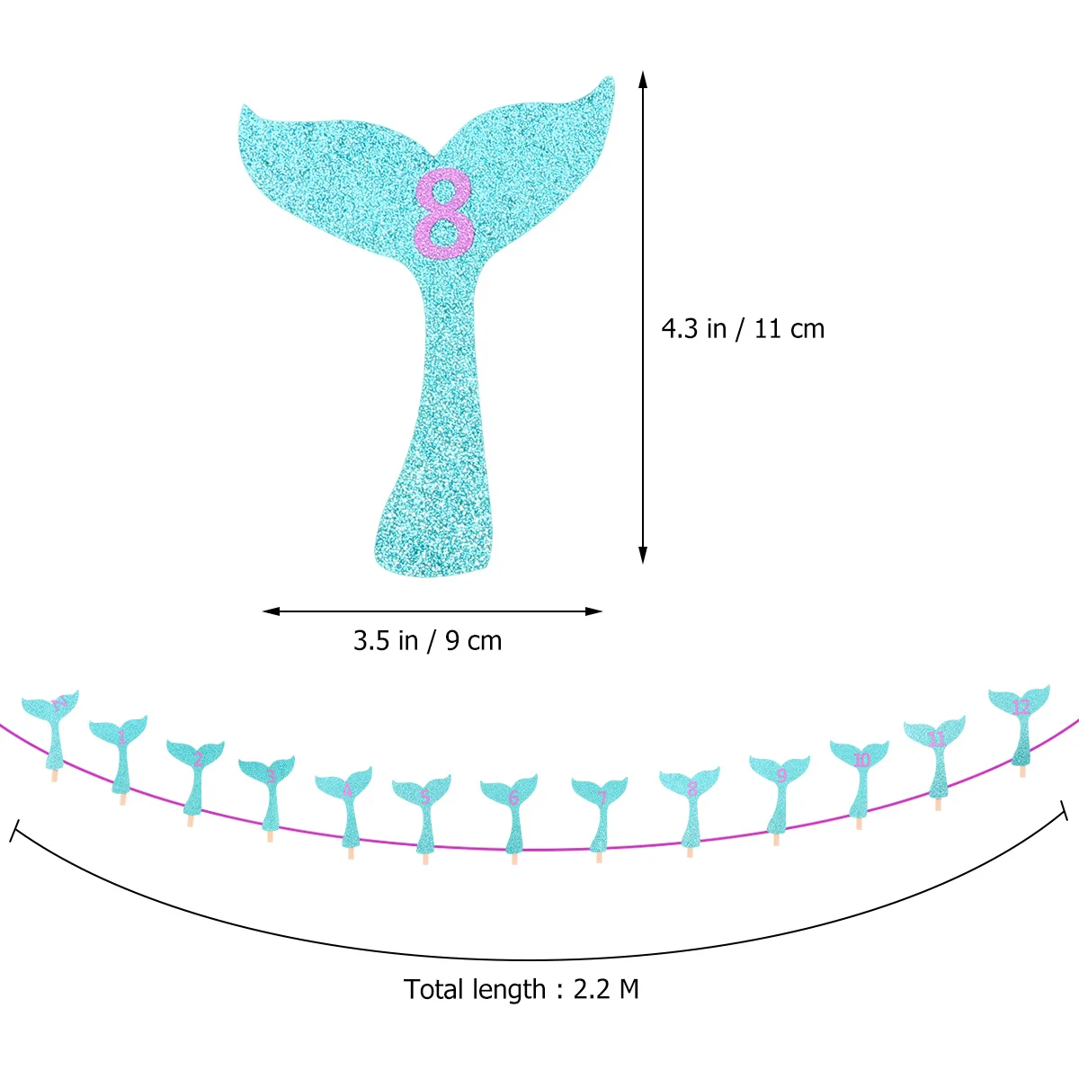 

Mermaid Birthday Banners Photo Clips Creative Fish Tail Design Easy Assemble Party Decorations Small Exquisite Reusable