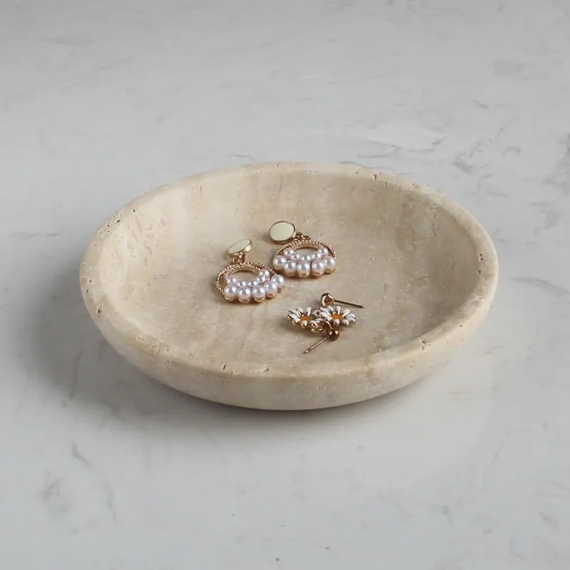 Marble Jewelry Storage Tray Desktop Earrings Ring Organizer Trays Creative Round Bracelet Trays Multifunction Necklace Tray