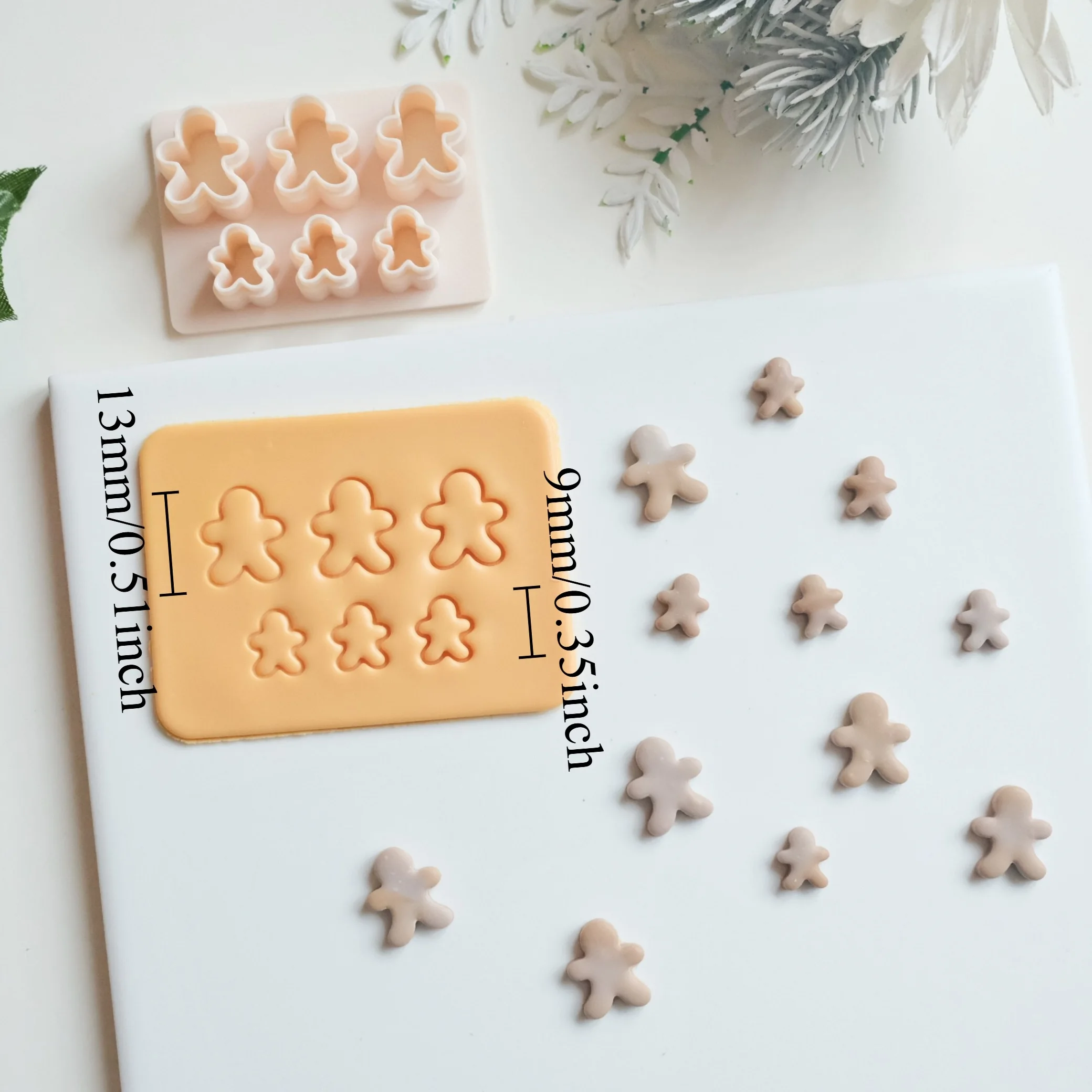Christmas Gingerbread Man Stud Cluster Polymer Clay Cutters for Earring & Jewelry Making, Winter Clay Molds for Jewelry Maker