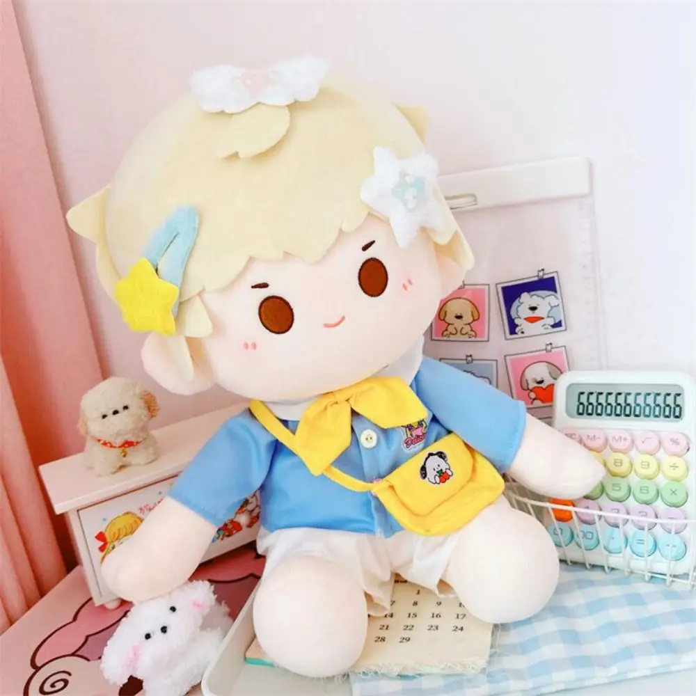 4Pcs/Set School Uniform 40cm Cotton Doll‘s Clothes DIY Dress Up Messenger Bag Idol Plush Doll Clothes Shirt Multicolour