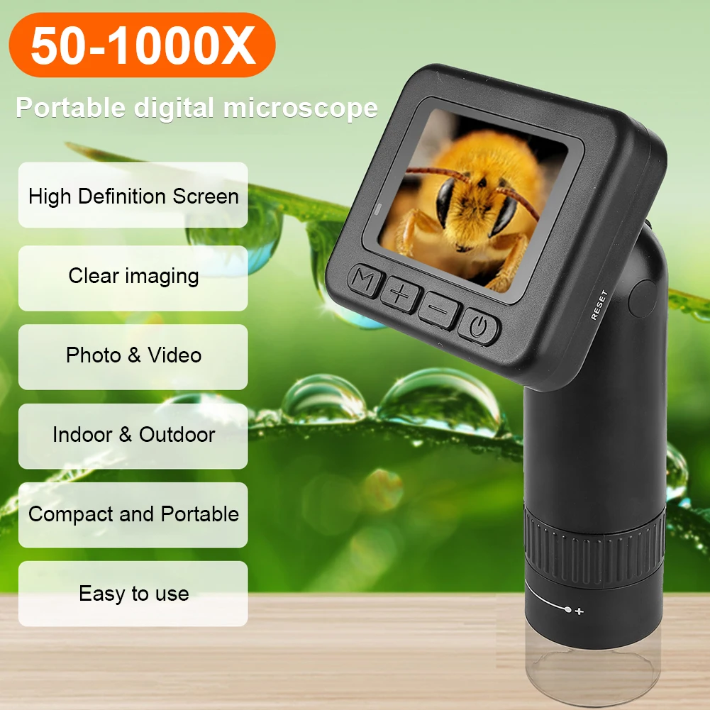 

50-1000X Handheld HD Digital Microscope 2 Inch LCD Screen Pocket Microscope for Kids with LED Light Digital Portable Microscope