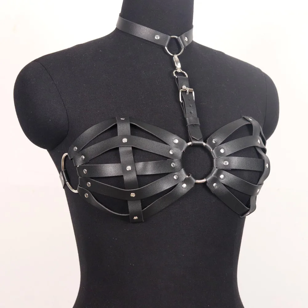 BDSM Body Bondage Bra Garter Stocking Cage Belts Gothic Leather Harness Chest Women Sexy Lingerie Erotic Suspenders Fetish