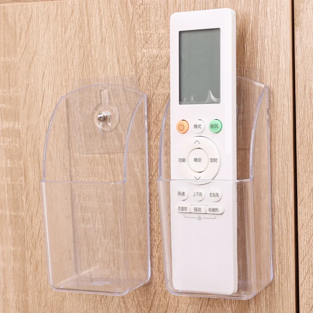 5/1PCS Wall Mounted Storage Rack Acrylic Air Conditioner Remote Control Holder Multi-function Transparent Storage Box with Hooks