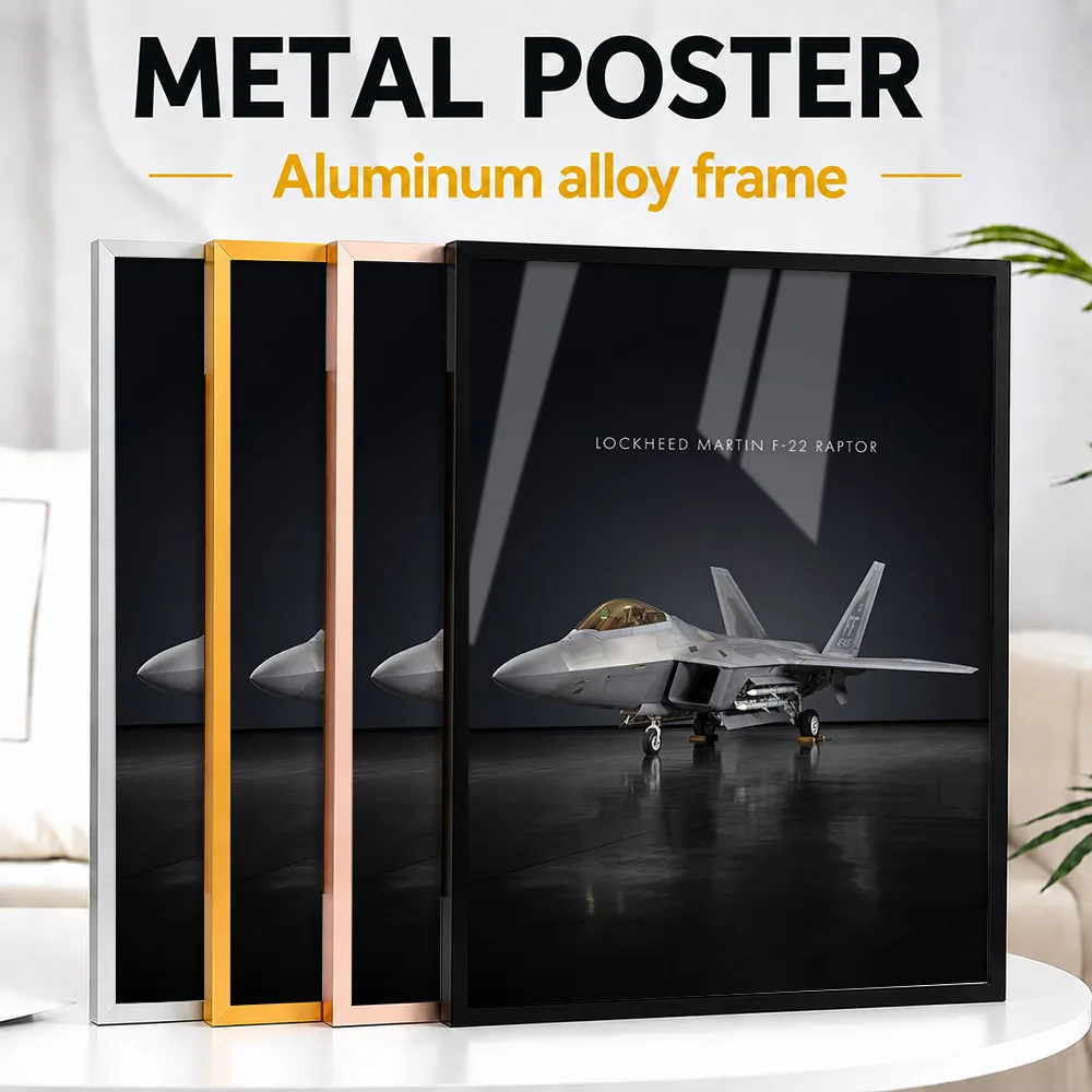 Lockheed Martin F-22 Raptor Framed Aluminum Metal Poster Customized Flight Tribute Wall Art Perfect In Office For Pilot Gift