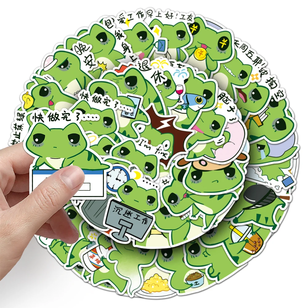 10/30/50pcs Funny Cute Working Frog Cartoon Stickers DIY Water Bottle Phone Case Luggage Kawaii Animal Graffiti Decals Kids Toy