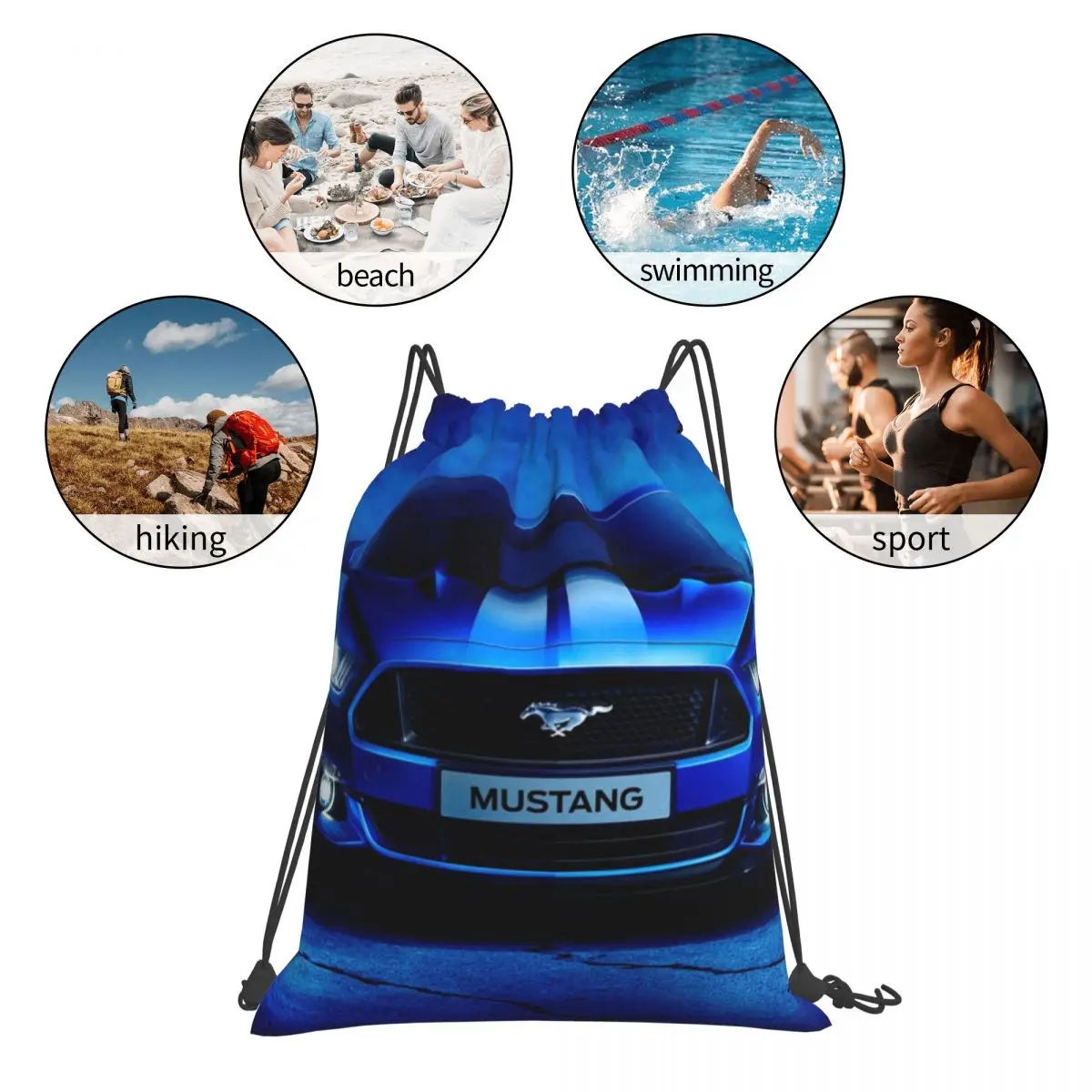 Ford mustang mochilas multi-função portátil cordão pacote bolso saco de armazenamento sacos de livro para estudantes de viagem