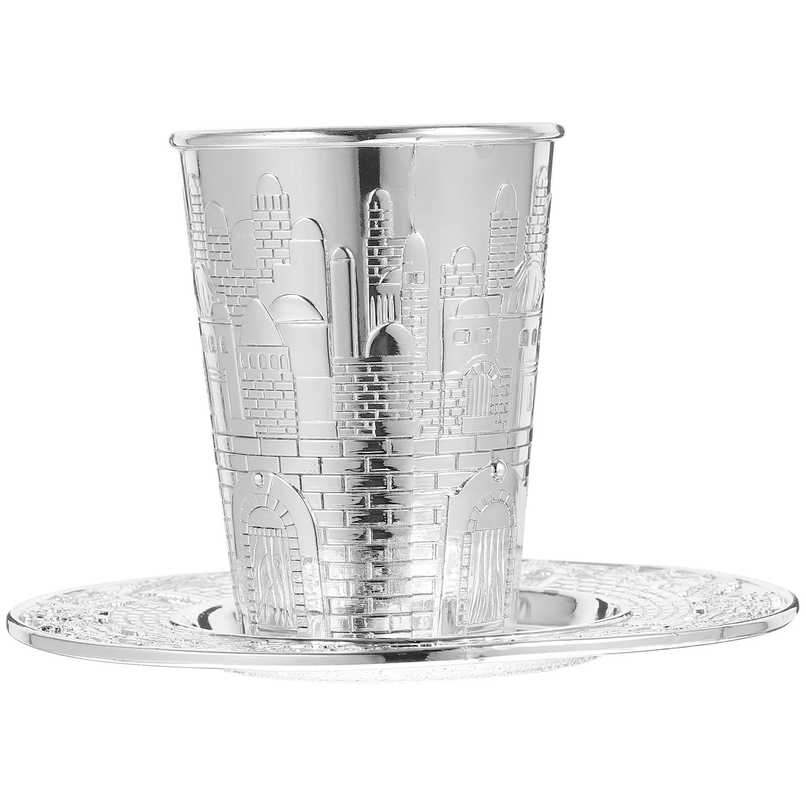 

1 set Wine Set Shabbos Kiddush Passover Holiday Gift Silver Plated Metal Holy Desktop Havdalah Liquor Judaica Shabbat Cup