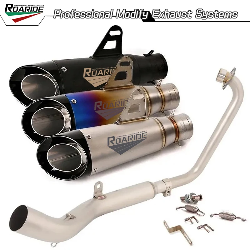 

Full Exhaust System For Zontes ZT125 U1 ZT125 G1 21-22 Motorocycle Escape Muffler Header Mid Link Pipe Slip On Without DB Killer