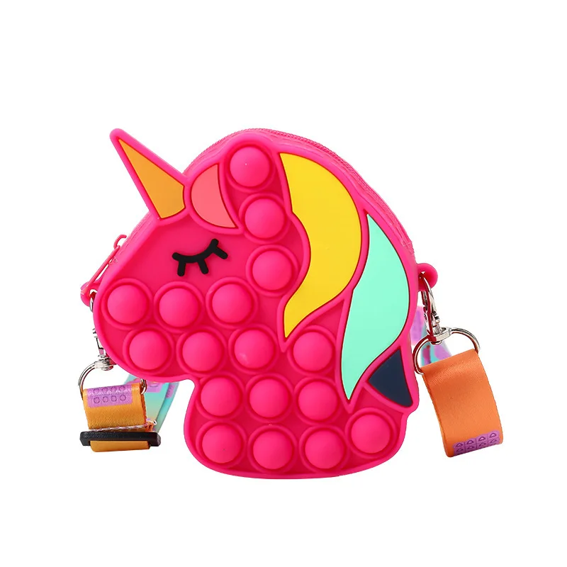 Bolsa de silicona para niños y niñas, Mini bolsa de mensajero colorida con estampado de unicornio, novedad de 2022