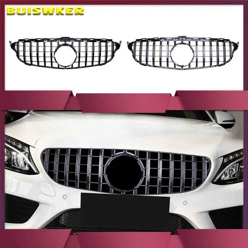 Replacement Front Bumper GT Grille Fit For Mercedez Bens C Class W205 2015-2018 Grille Car Accessories