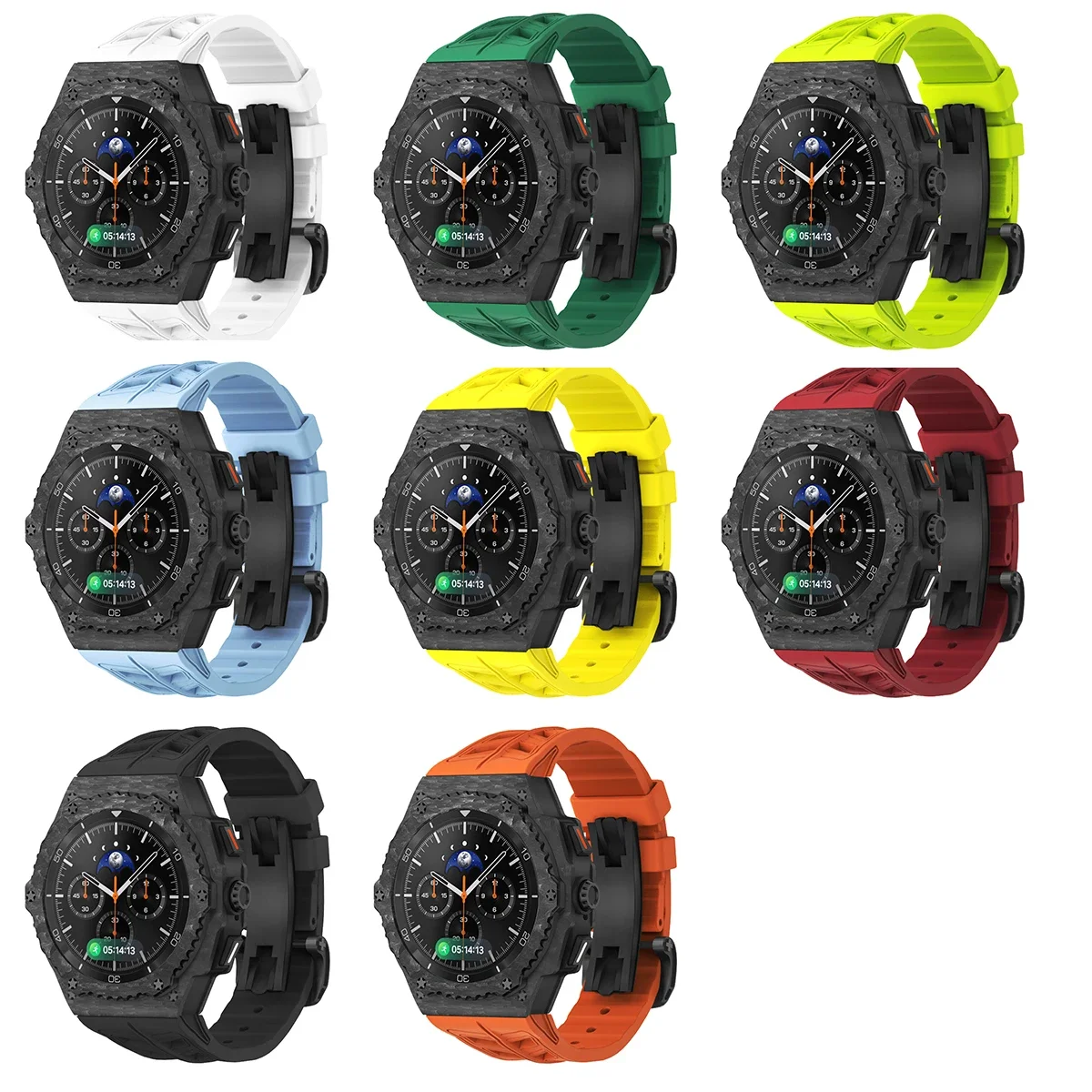 Luxury Modification Kit For Samsung Galaxy Watch 8 Classic 46mm Silicone Strap For 8 Watch 40 44mm Stainless Steel Modified Case