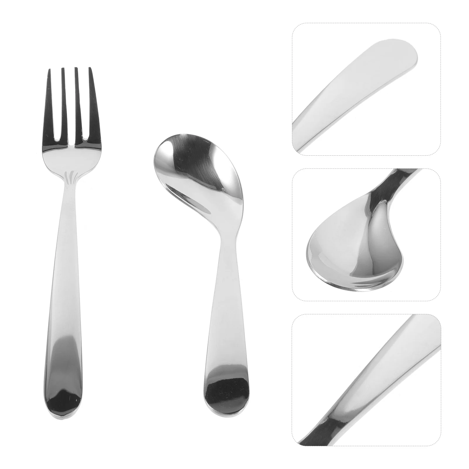 

1Set Angled Spoon Fork Stainless Steel Adaptive Utensils Feeding Aid Curved Eating Fork Lightweight Ergonomic Spoon for Elderly