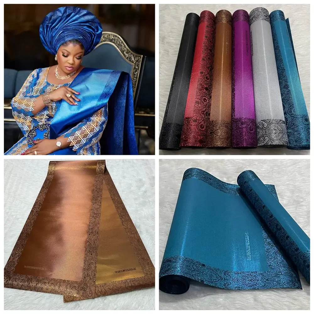 

Африканский свадебный головной убор Gele Ipele Swiss Grand Hayes, нигерийский тюрбан, платок для невесты, роскошная культурная обертка Muti Sego, 2 шт.