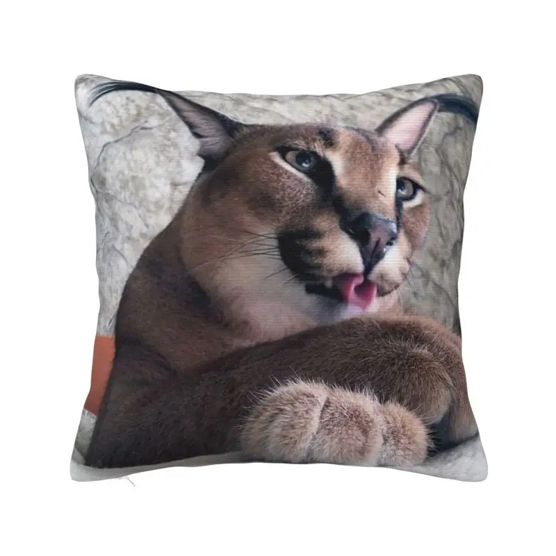 

Cute Caracal Cat Pillow Covers Bedroom Decoration Kawaii Big Floppa Meme Outdoor Cushions Square Pillowcase