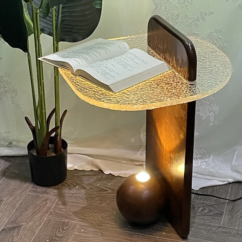 Modern Coffee Tables Water Ripple Design Side Table with Lamp Center Table for Living Room Home Decoration Accessories Furniture