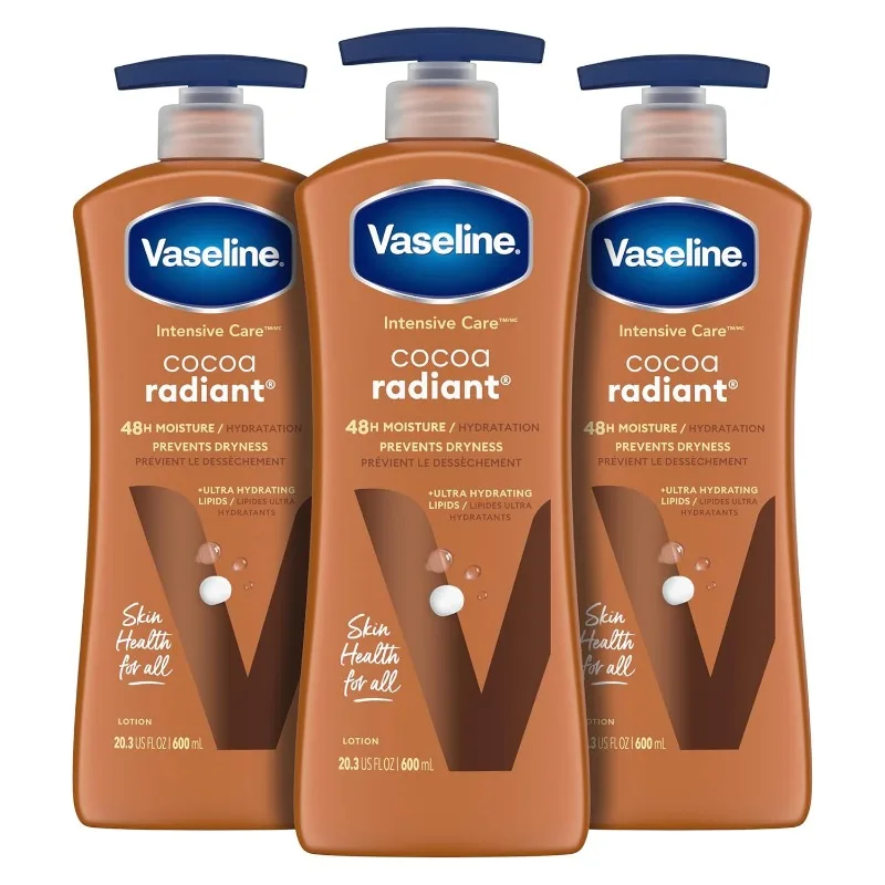 Vaseline Body Lotion Cocoa Radiant Glow for Dry Skin Lotion with Ultra-Hydrating Pure Cocoa Butter Long-Lasting Moisturizing