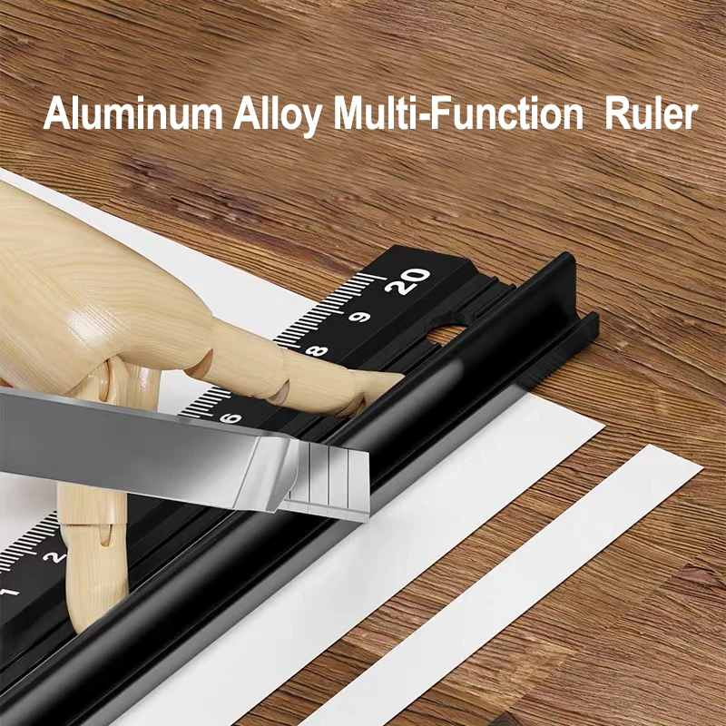 مسطرة سبائك الألومنيوم متعددة الوظائف - دقة عالية، مقاومة للقطع، قبضة غير قابلة للانزلاق، حماية من اختراق الحبر، Gr صناعية