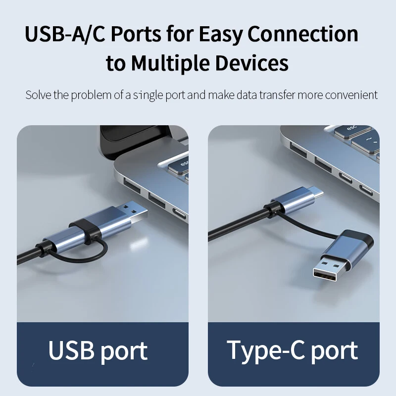 YINDIAOxACER 8 in 2 USB +Type C HUB Docking Station with 3.5mm Audio Micro SD Card Reader Laptop Tablet Phone Disk Converter