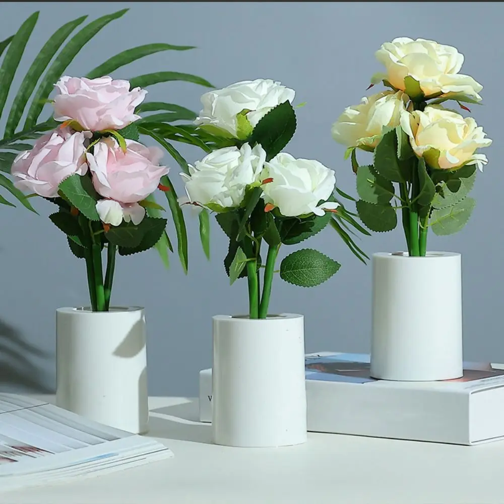 LED Light Source LED Chinese Rose Table Lamp Battery Operated 3 Head Design Battery Operated Night Light