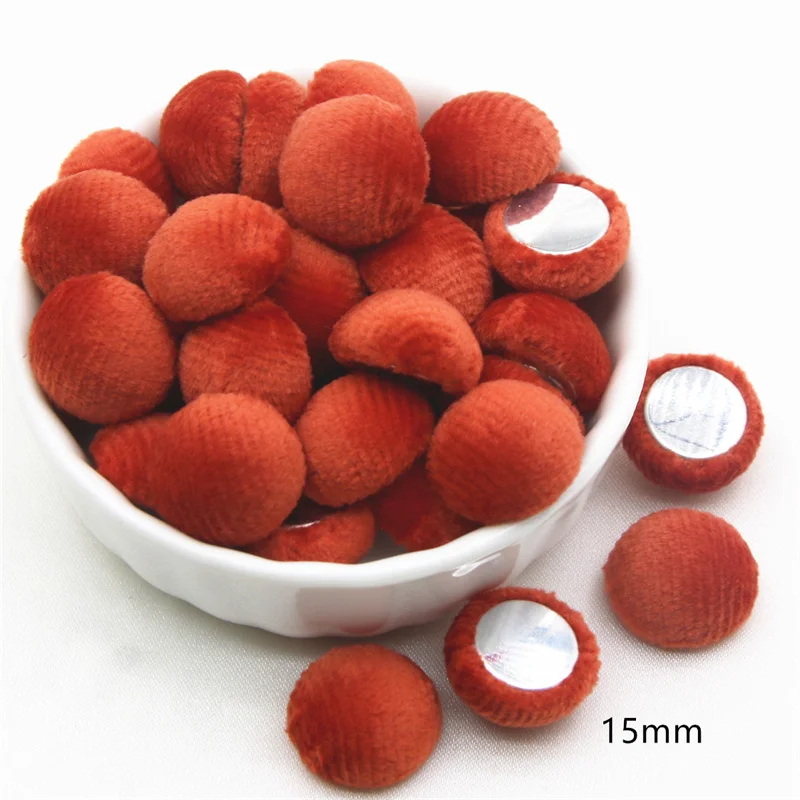 50pcs Mix Color Flatback Short Plus tessuto ricoperto rotondo alto Cabochon bottoni Home Garden Crafts Cabochon Scrapbooking fai da te 15mm