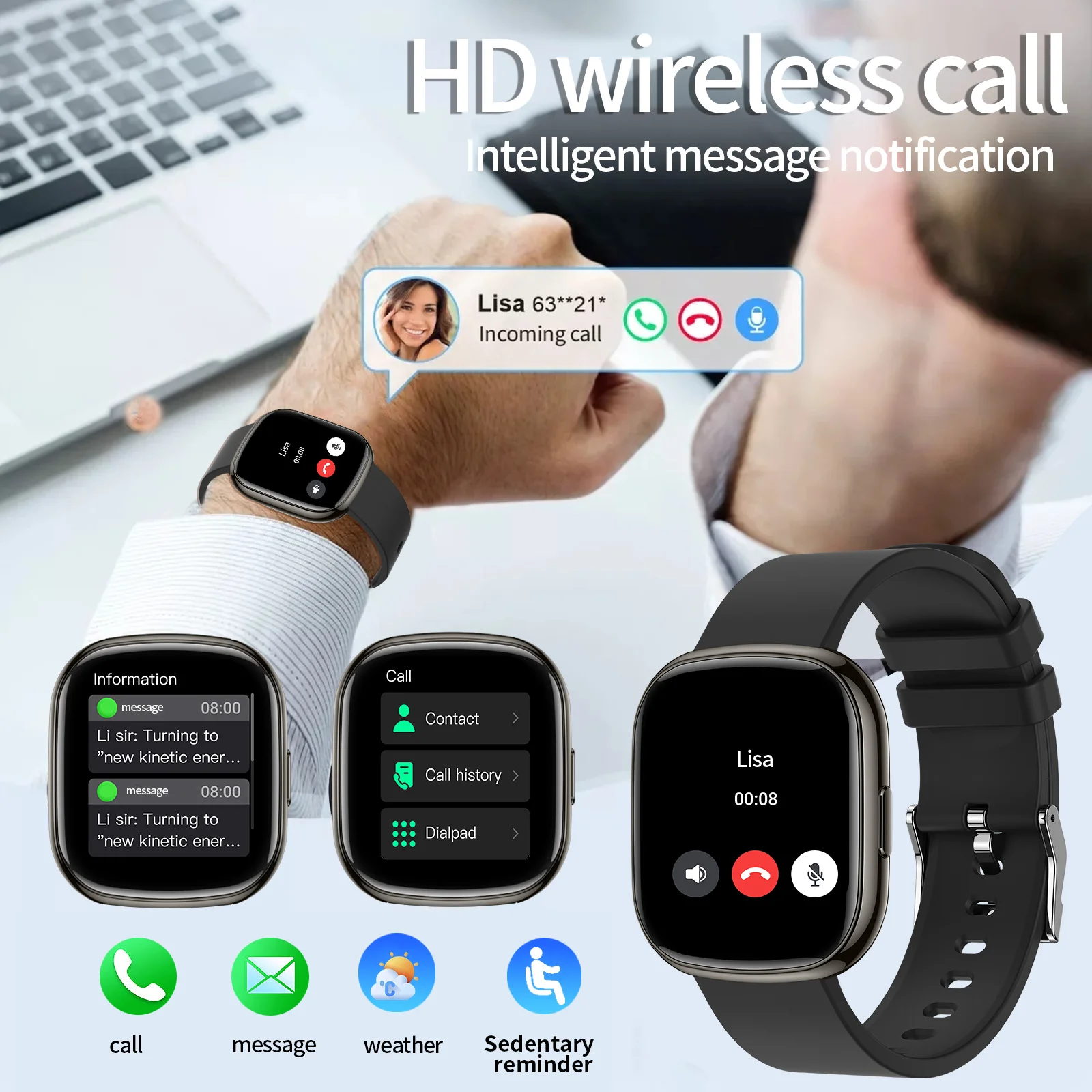 สมาร์ทวอทช์รุ่นใหม่ปี 2025 ทันสมัย รองรับการโทรแบบไร้สาย แจ้งเตือนสายเรียกเข้าและปฏิเสธสายโทรเข้า พร้อมเครื่องนับก้าว และเตือนข้อความ