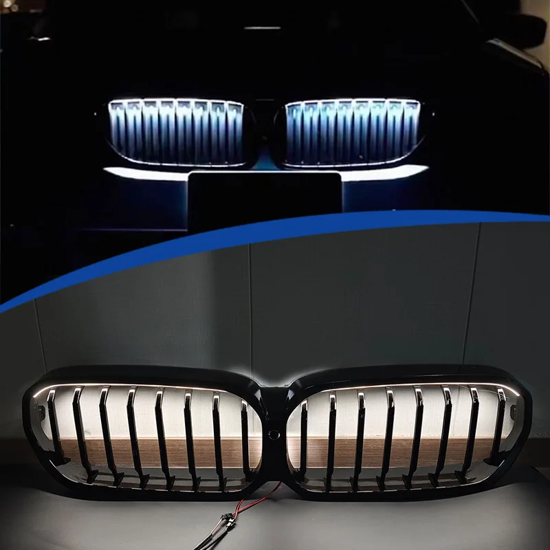 

Car Front LED Light Grilles For BMW 5 Series G30 G31 LCI 2021-2023 Double Slat Style Bumper Hood Mesh Grid Racing Lamp Grill