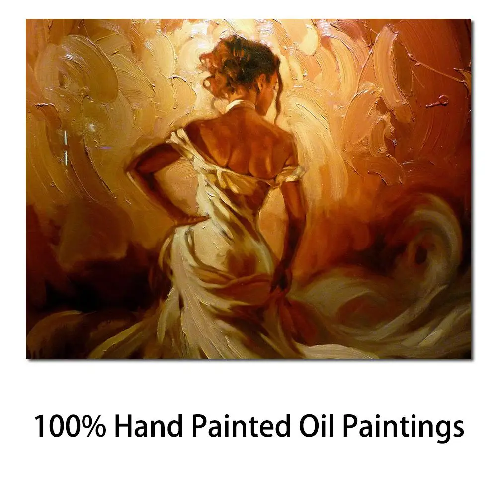 

Холст ручной работы, абстрактная фигурка, картины маслом, Женская Золотая картина для спальни, высокое качество