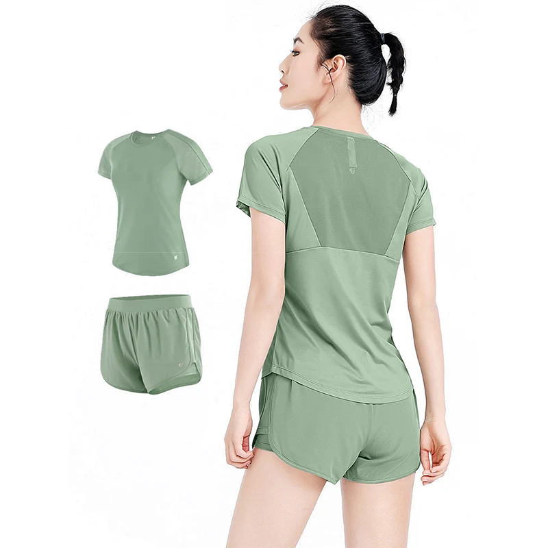 GOLDEN CAMEL Yoga Suit Ice Silk Thin T-shirts Women's Summer Short-sleeved Casual Running Shorts Sportswear Gym Fitness Clothes