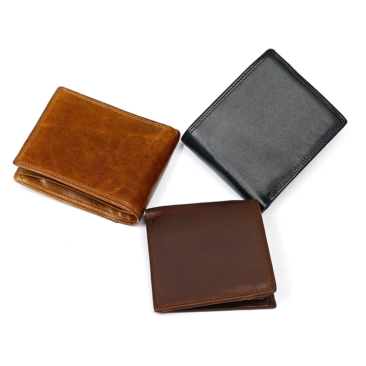 RFID Blocking Genuine Leather Men's Wallet with Coin Pocket